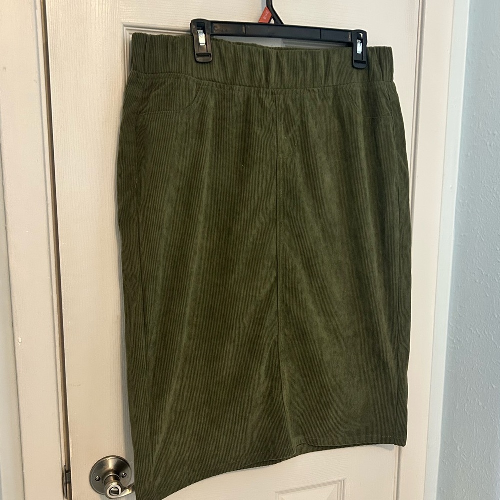 Olive Green Corduroy Skirt